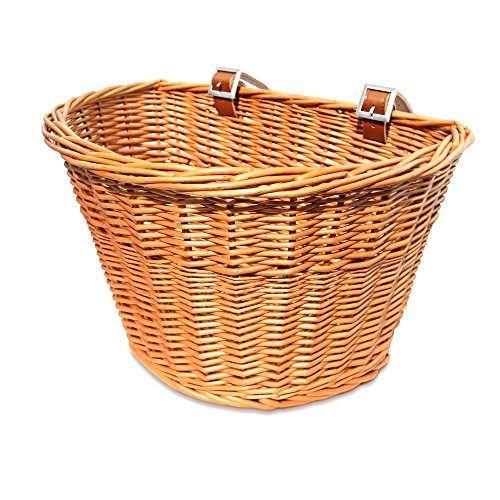 Colorbasket Wicker D-Shape Strap-on Tan Handlebar Basket Natural Color