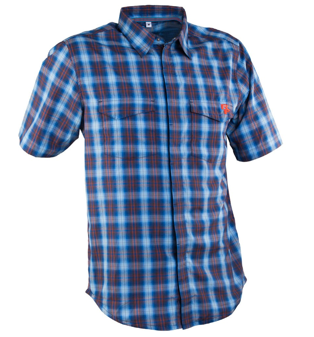 Race Face Shop Shirt- Short Sleeve Plaid Blue