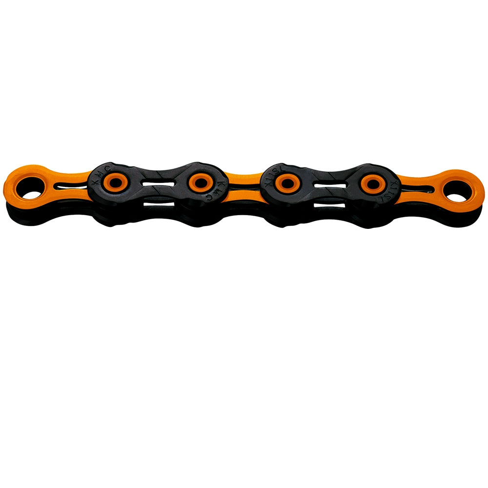 KMC DLC 11 WAXED 11s Chain DLC waxed 118 Links Black Orange