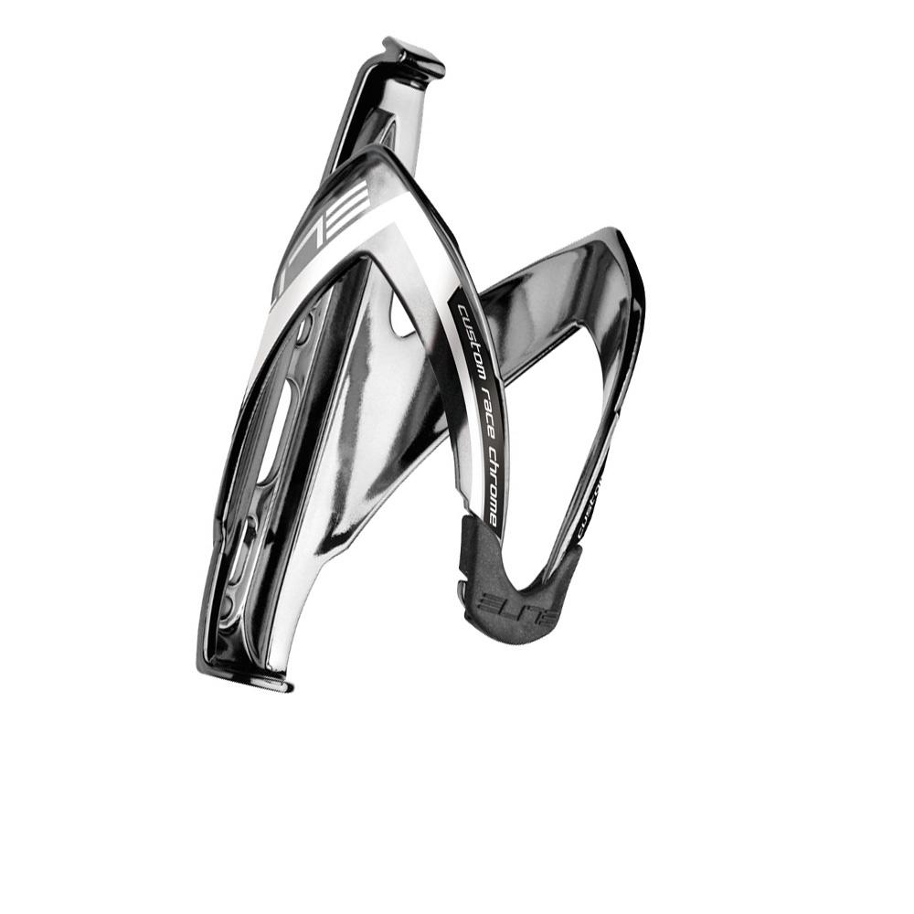 Elite Custom Race Bottle Cage Chrome Logo White