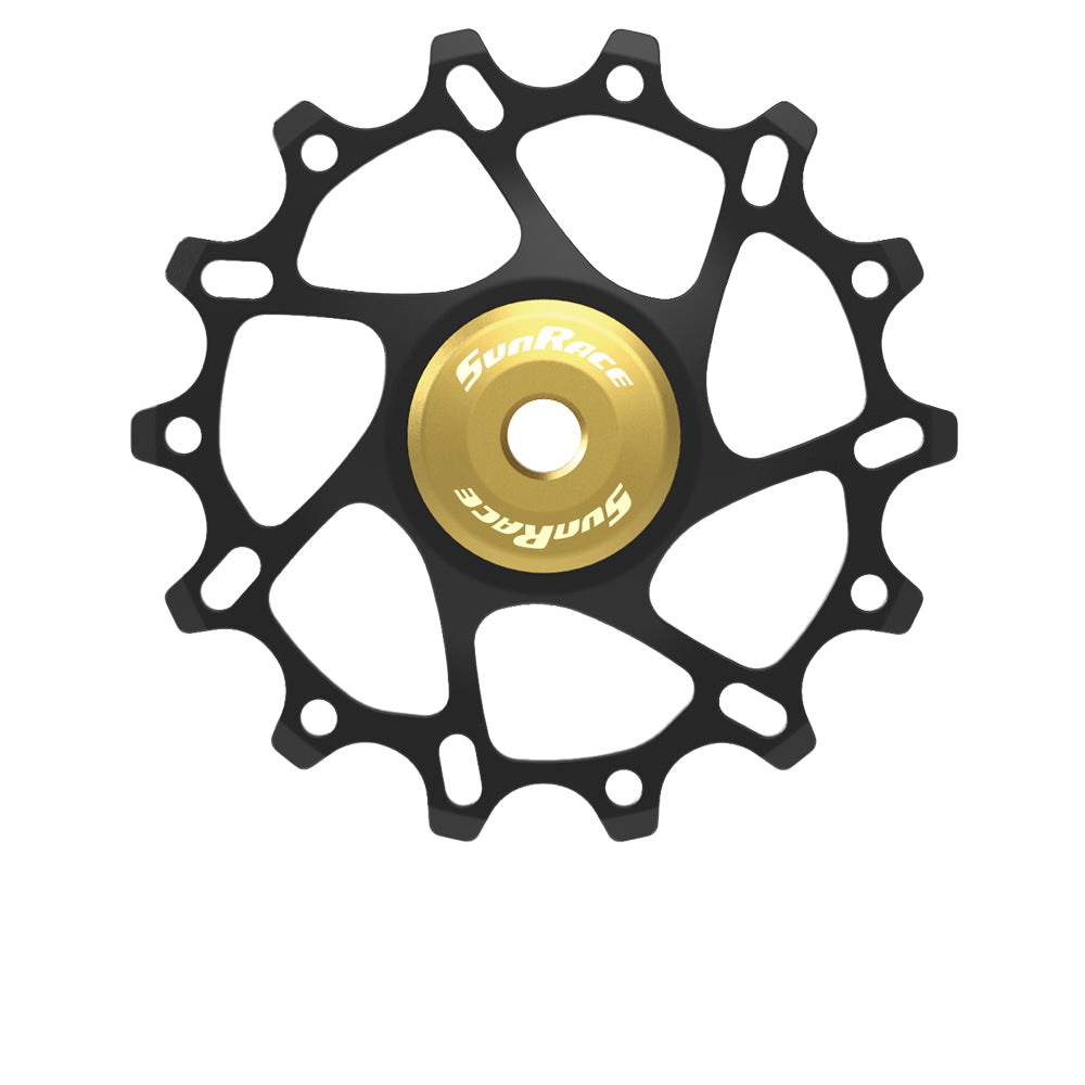 Sunrace Pulley 14t Alloy CNC black/gold