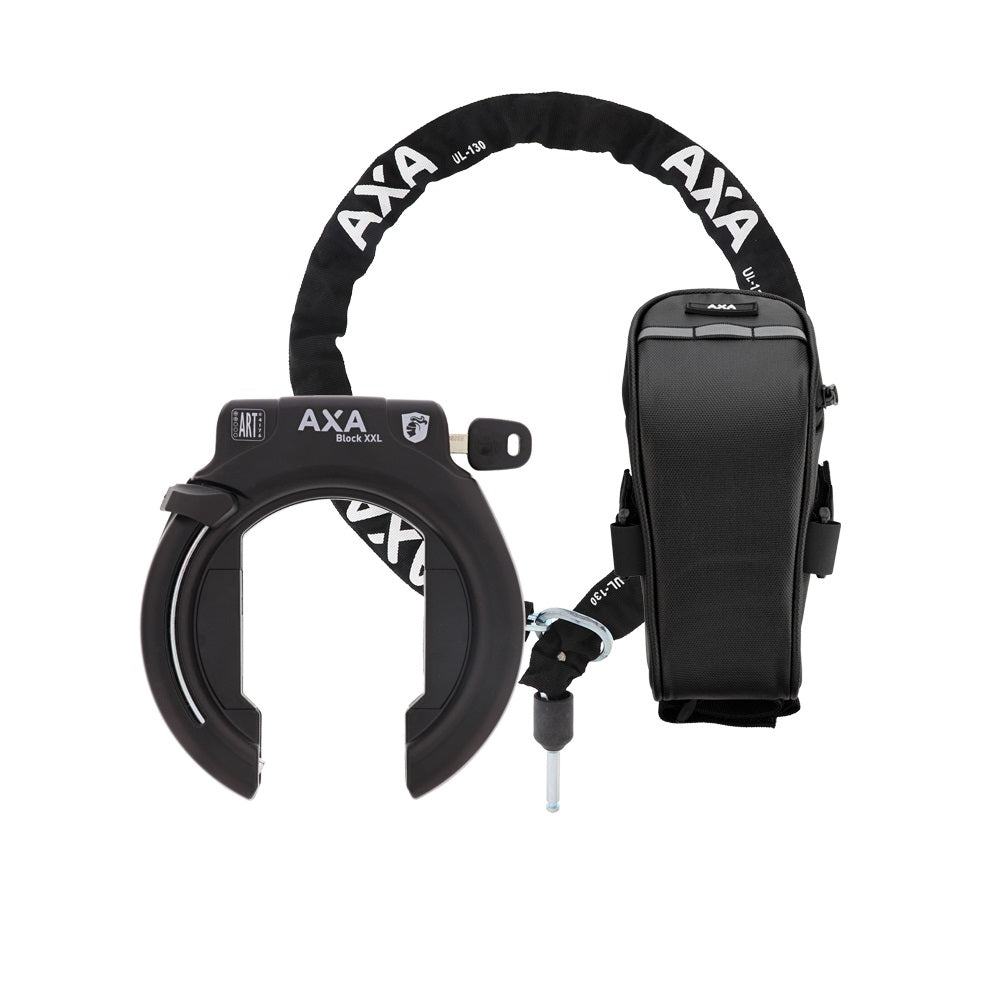 Axa Block XXL frame lock + ULC 130 Chain Removable Key including Bag Black
