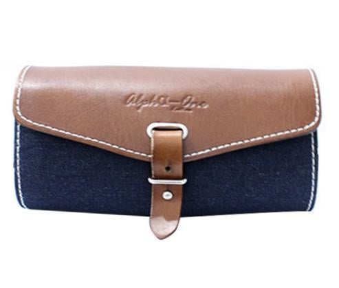 AlphaONe SB-13001 Handlebar Leather Blue Jean Bag 