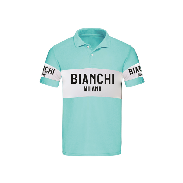 Bianchi Milano Retro Polo T-Shirts Celeste