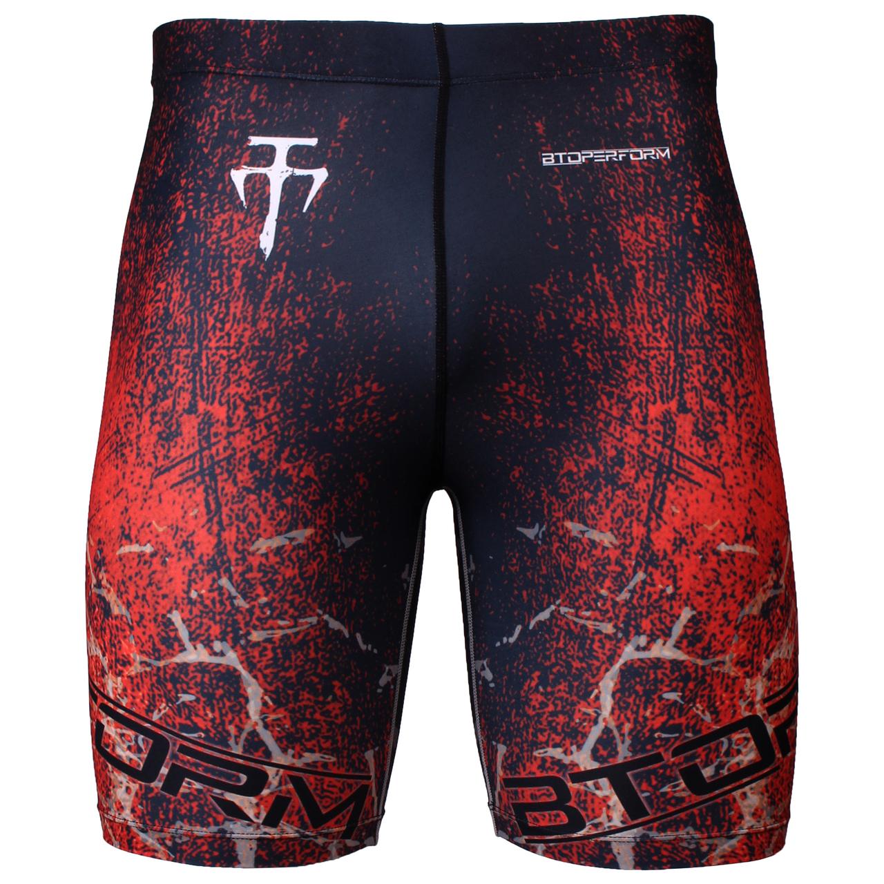Btoperform Grunge - Red Full Graphic Compression Shorts FY-307R