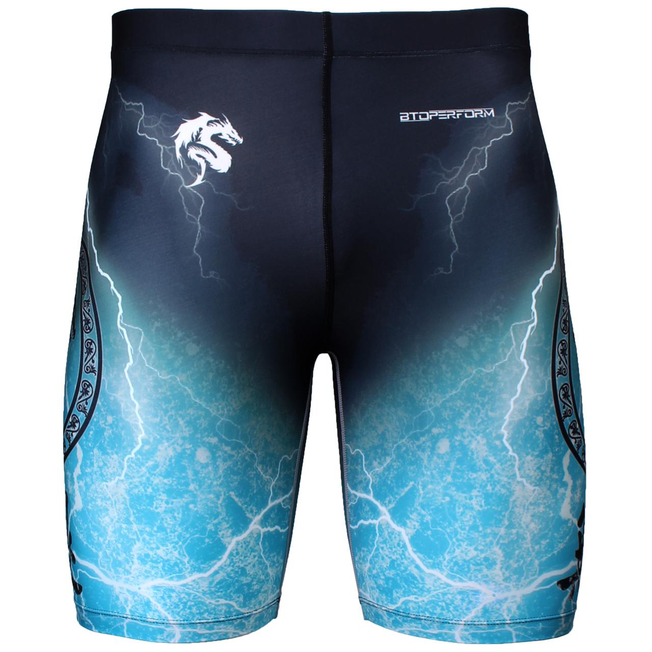 Btoperform No Retreat - Thunder Blue Full Graphic Compression Shorts FY-303B
