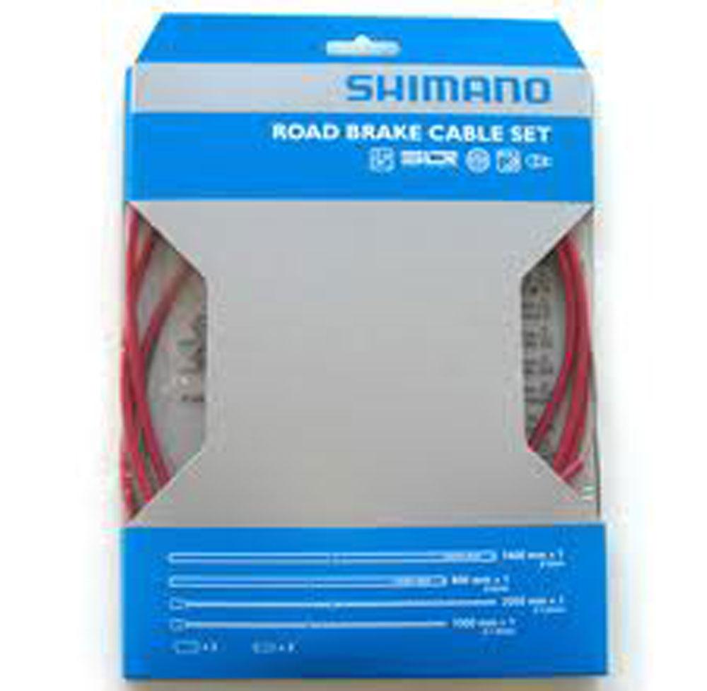SHIMANO PTFE ROAD BRAKE CABLE & HOUSING SET RED