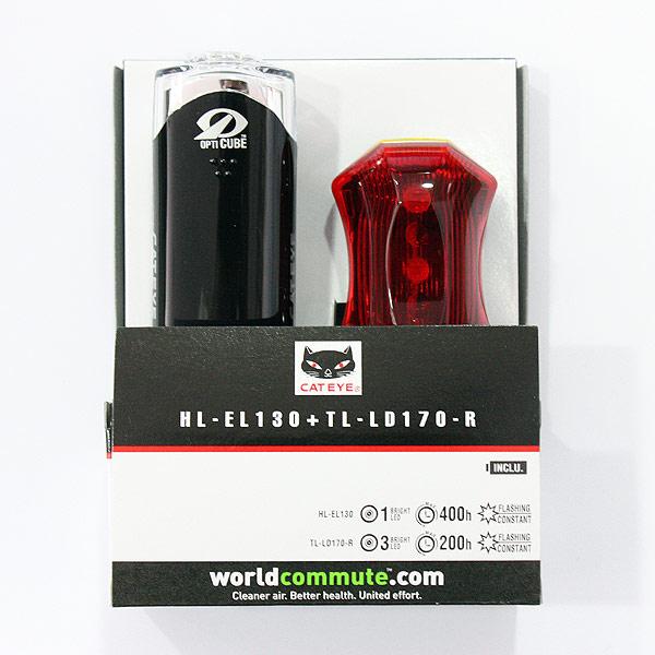 Cateye HL-EL130 TL-LD170 front rear light set LED 