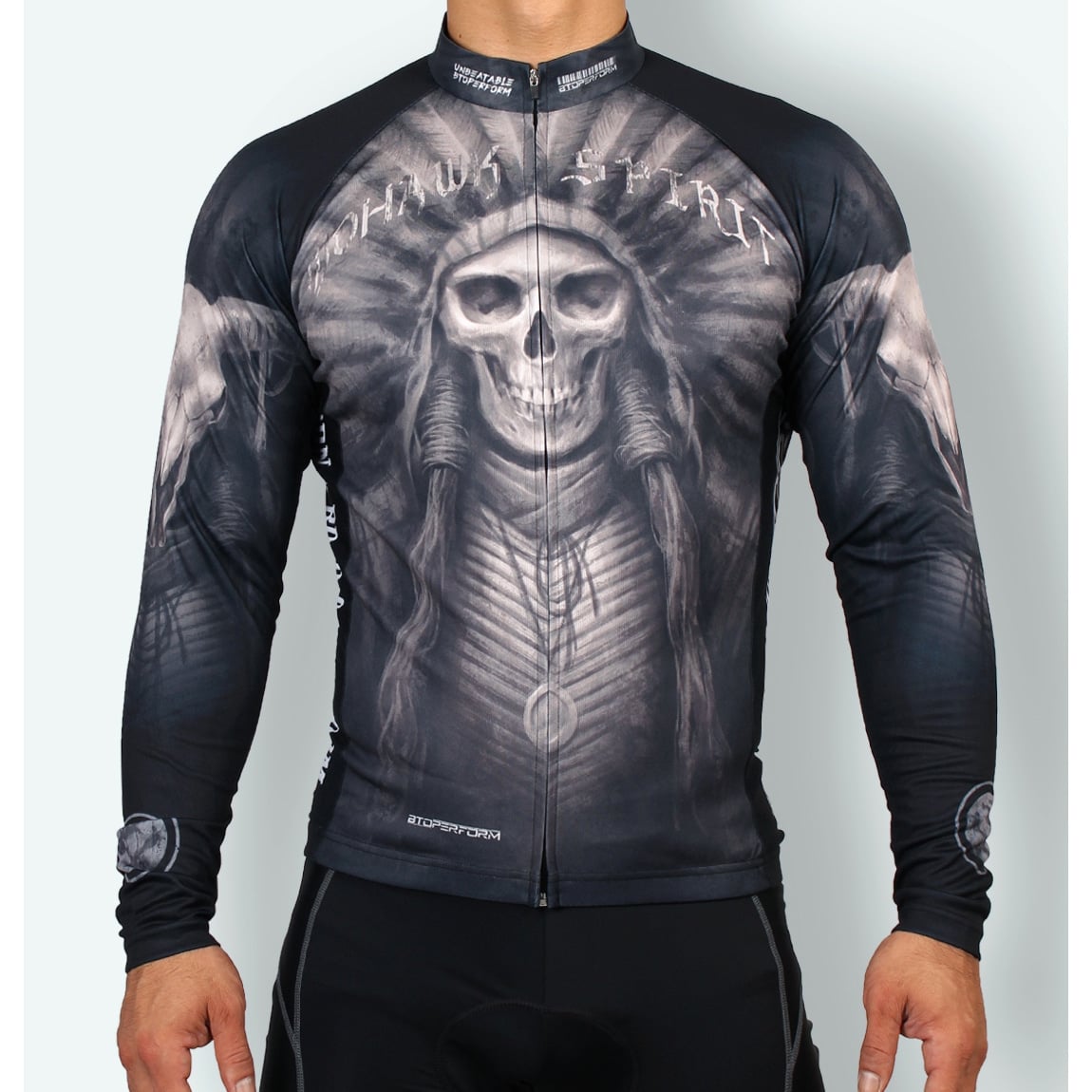 Btoperform CJ-102K Long Sleeve Cycling Jersey Black Mohawk Spirit
