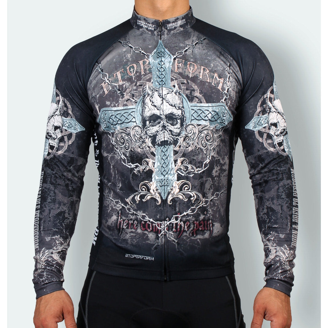 Btoperform CJ-106 Long Sleeve Cycling Jersey Skull Cross