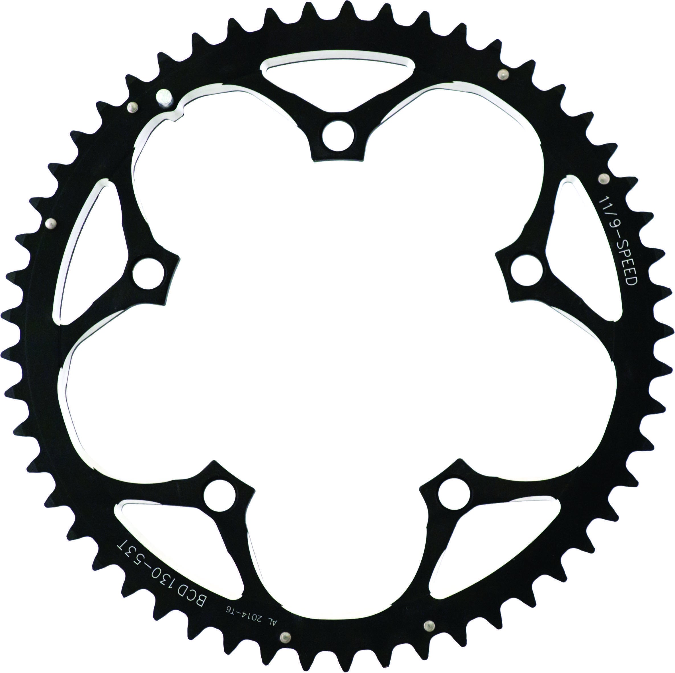 ACTION 130MM 53T BLK/SIL 3/32 RAMPED CHAINRING
