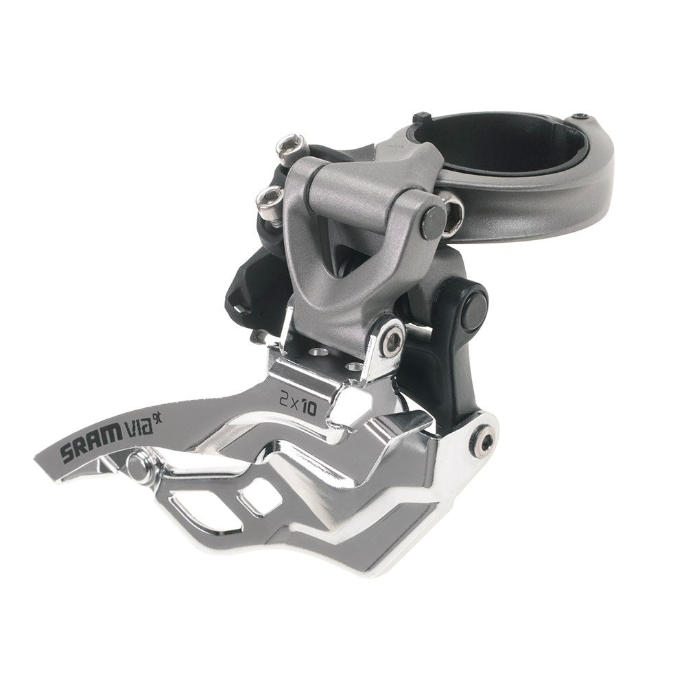 SRAM VIA GT FRONT DERAILLEUR 2x10 HIGH-CLAMP 318/349 GREY TOP PULL