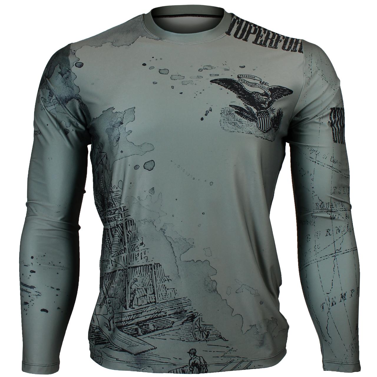 Btoperform Old Wild - Khaki Full Graphic Loose-fit Long Sleeve Crew neck Shirts FR-147H