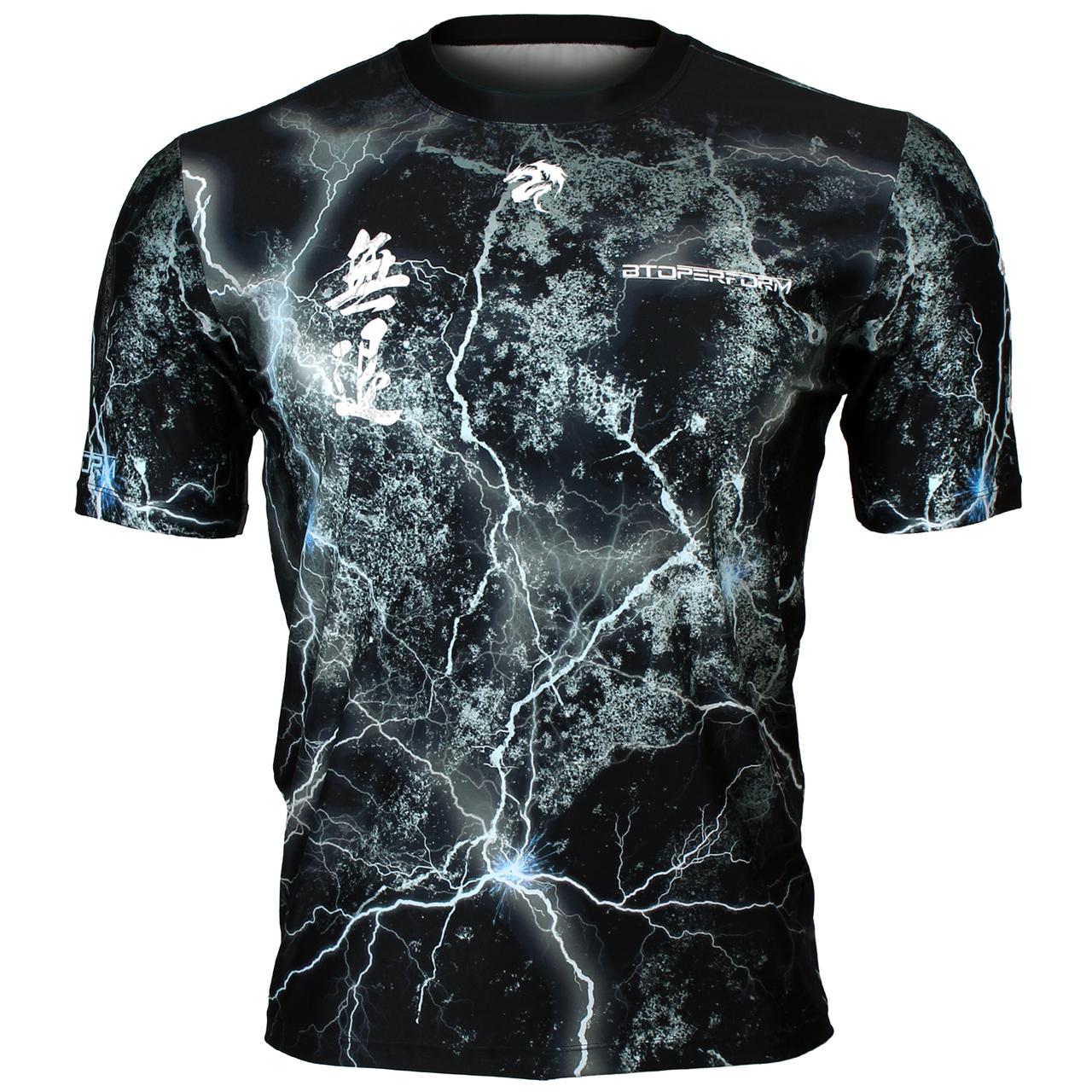 Btoperform No Retreat Thunder Black Full Graphic Loose-fit Crew neck T-Shirts FR-303K