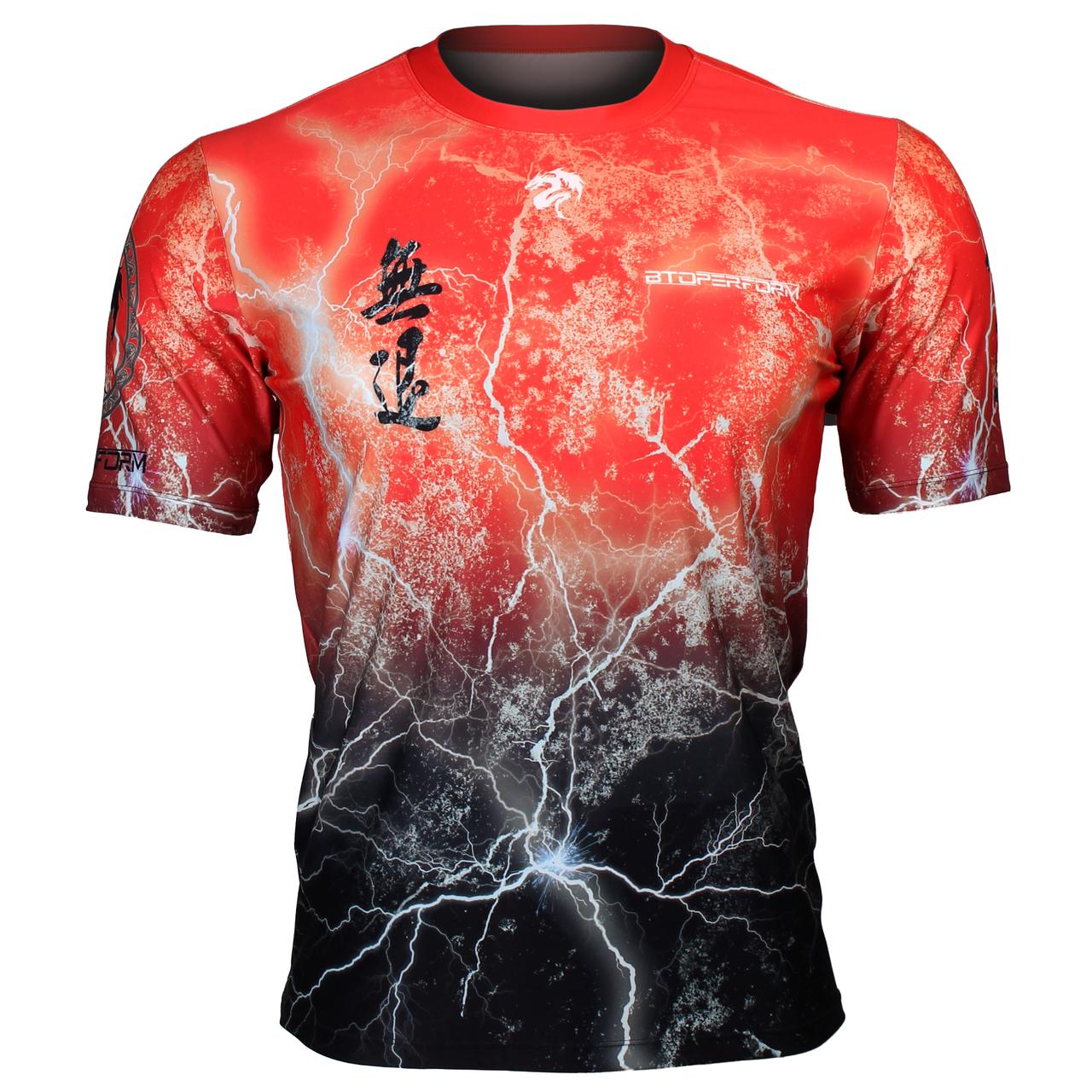 Btoperform No Retreat Thunder Red Full Graphic Loose-fit Crew neck T-Shirts FR-303R