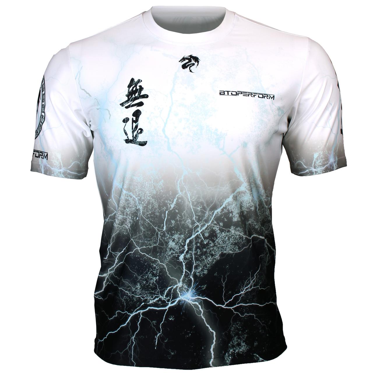Btoperform No Retreat Thunder White Full Graphic Loose-fit Crew neck T-Shirts FR-303W