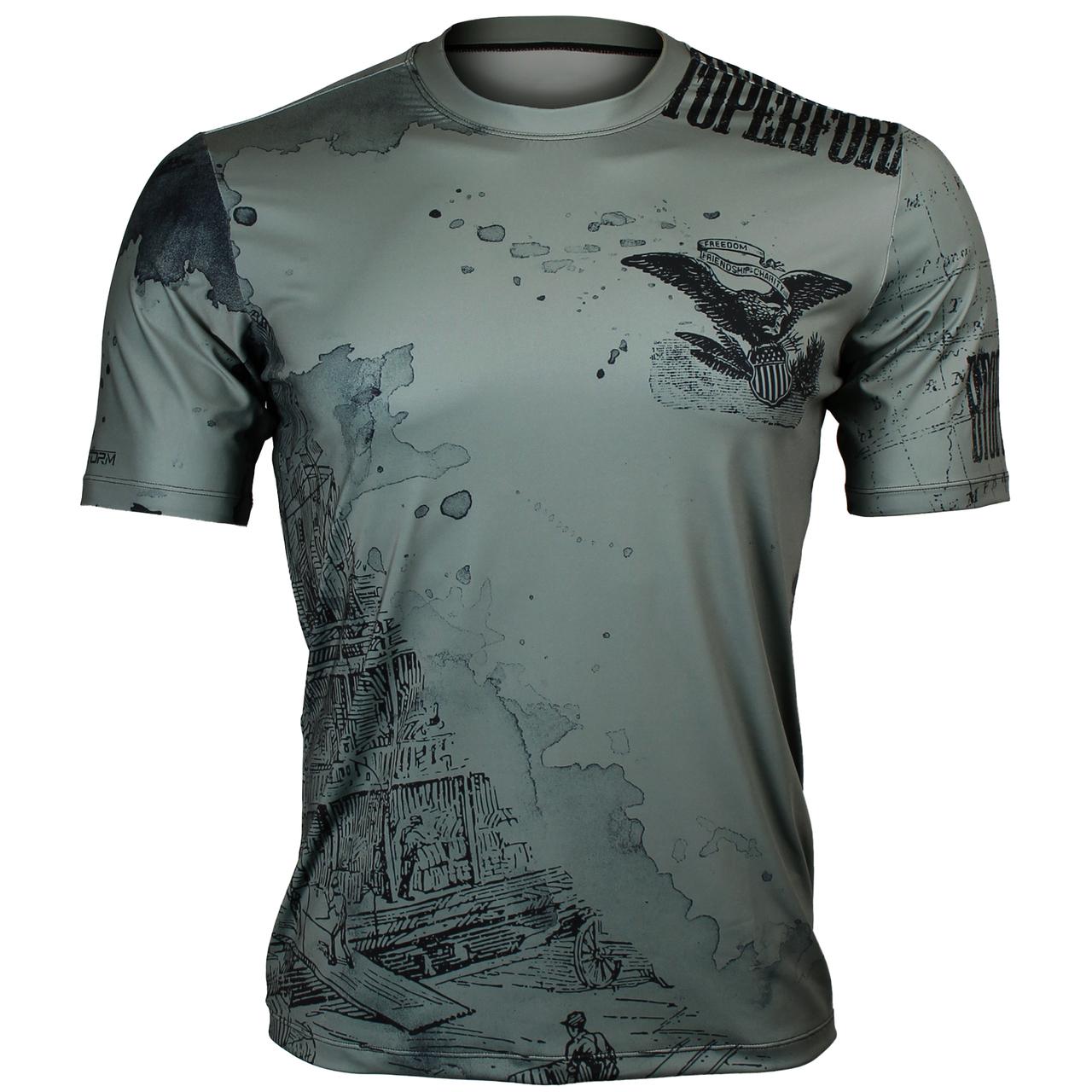 Btoperform Old Wild Khaki Full Graphic Loose-fit Crew neck T-Shirts FR-347H