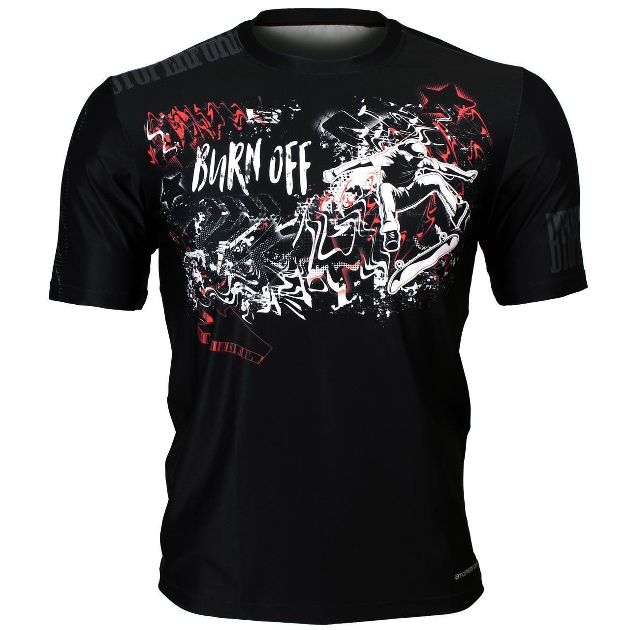 Btoperform Burn off - Black Full Graphic Loose-fit Crew neck T-Shirts FR-358K