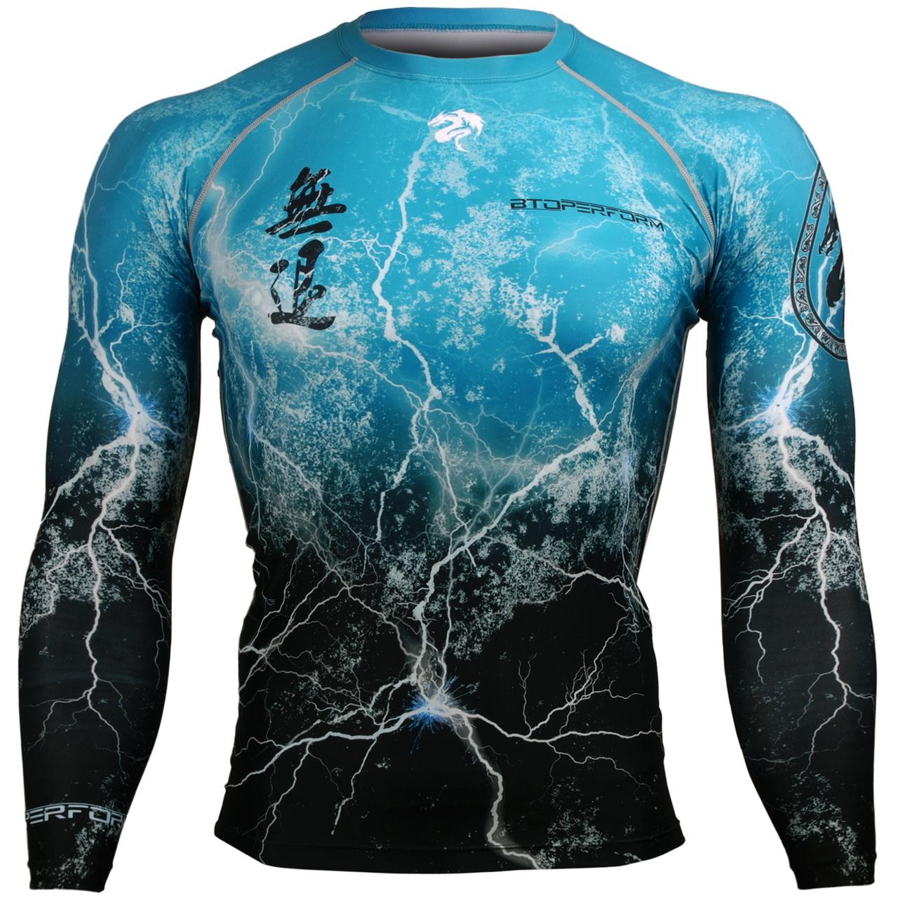 Btoperform No Retreat Thunder Blue FX-103B Compression Top MMA Jersey Shirts