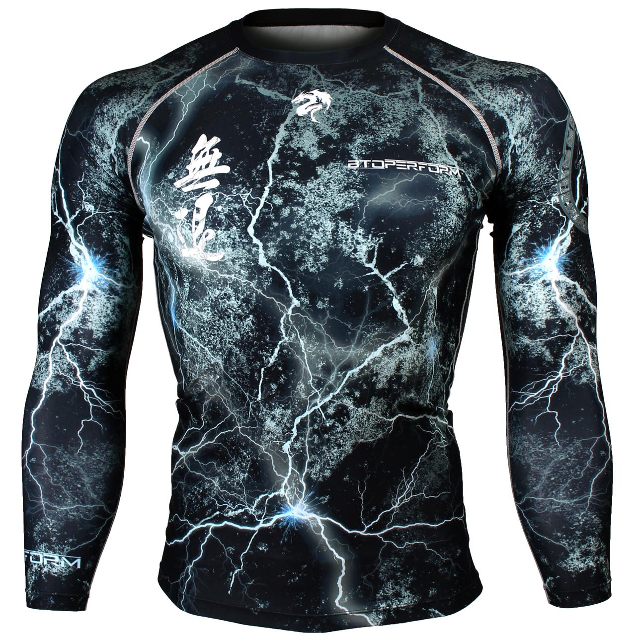 Btoperform No Retreat Thunder Black Full Graphic Compression Long Sleeve Shirts FX-103K
