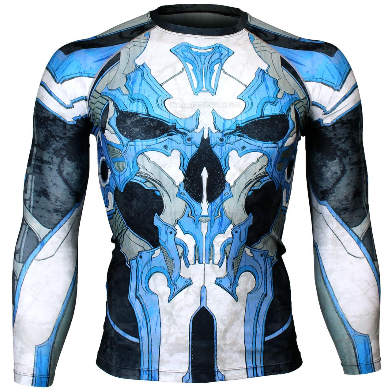 Btoperform Golden Army - Blue Full Graphic Compression Long Sleeve Shirts FX-131B