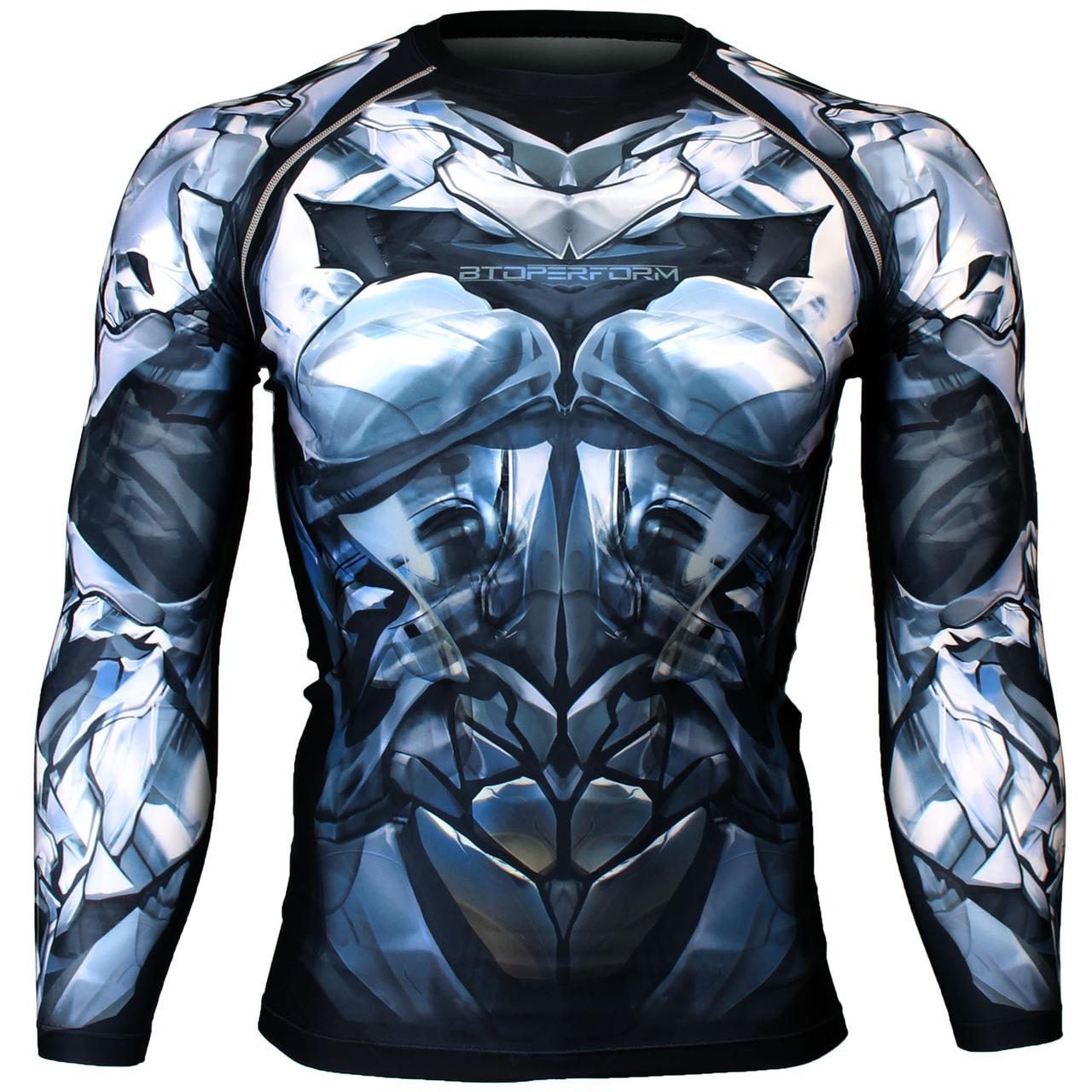 Btoperform Dark Knight - Titanium Full Graphic Compression Long Sleeve Shirts FX-135T