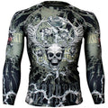 Btoperform Skull Roses Khaki Full Graphic Compression Long Sleeve Shirts FX-139H