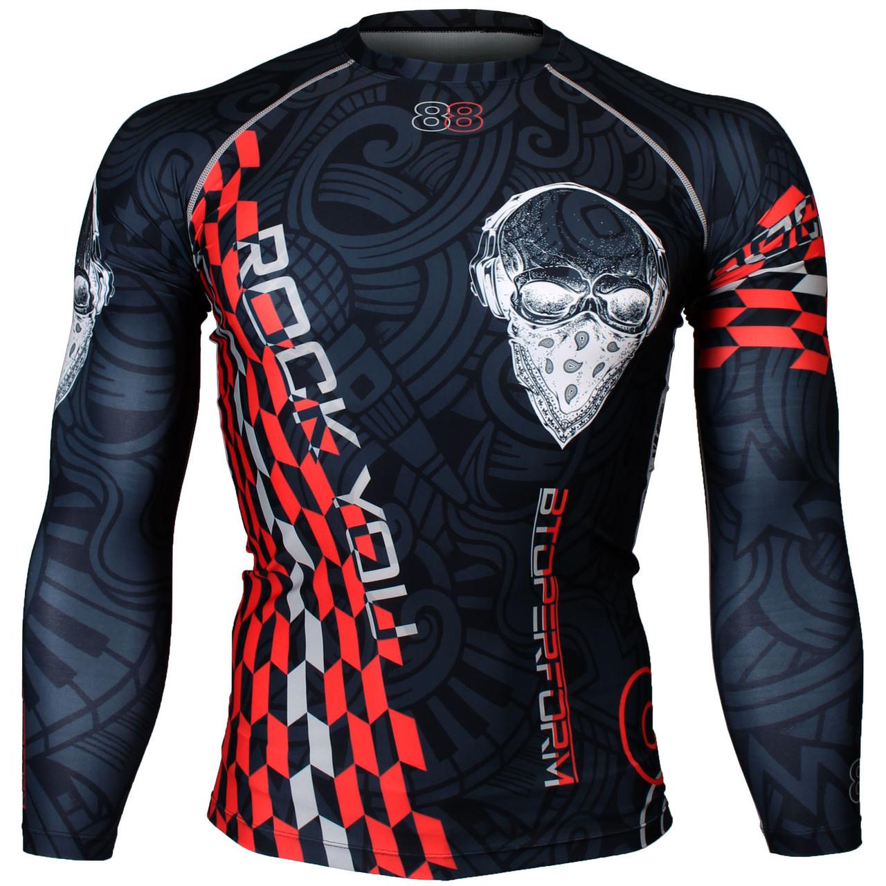 Btoperform Rock You Red Full Graphic Compression Long Sleeve Shirts FX-141R