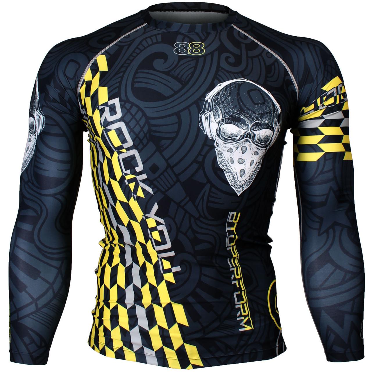 Btoperform Rock You Yellow Full Graphic Compression Long Sleeve Shirts FX-141Y