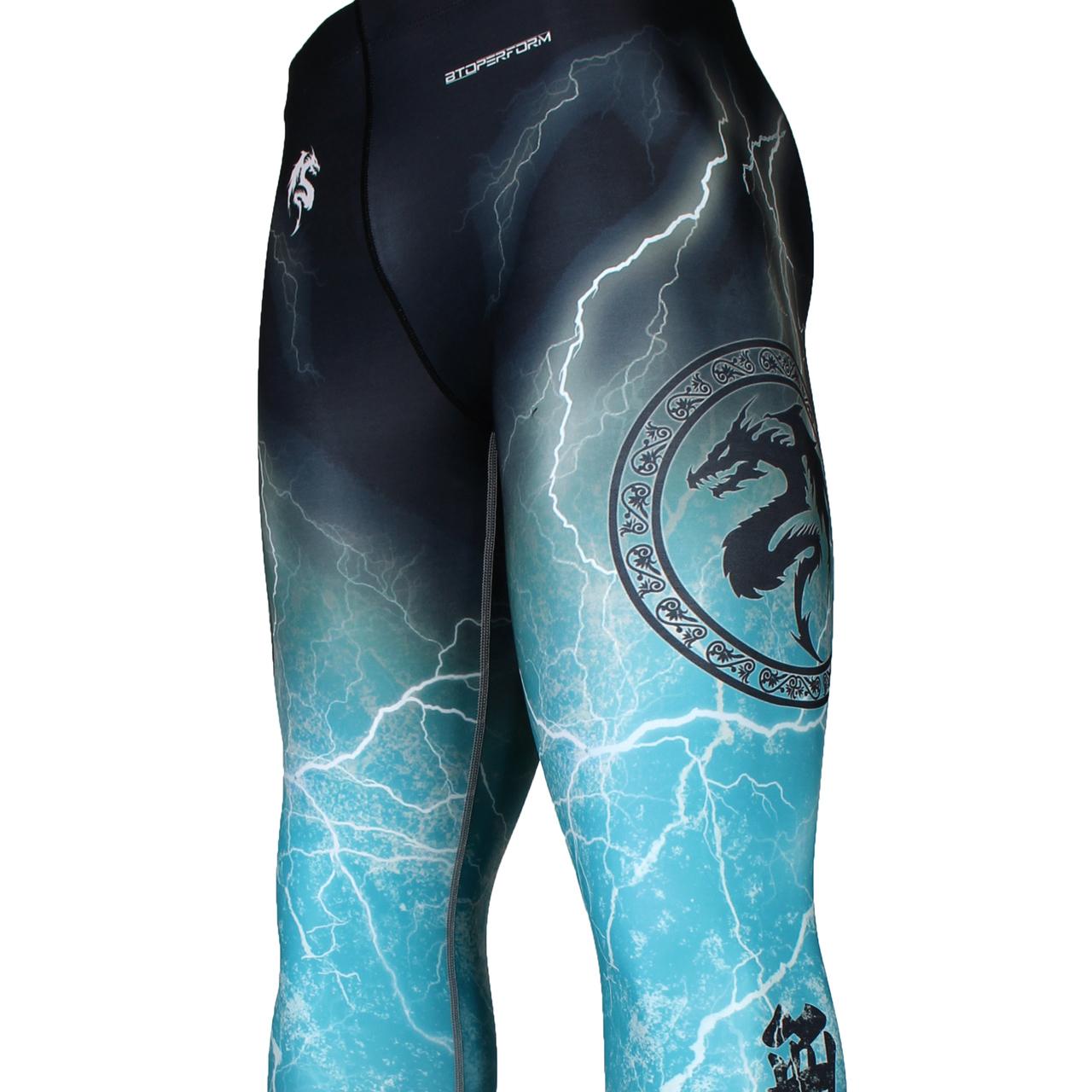 Btoperform No Retreat Thunder Blue FY-103B Compression Leggings Bottom MMA Tights