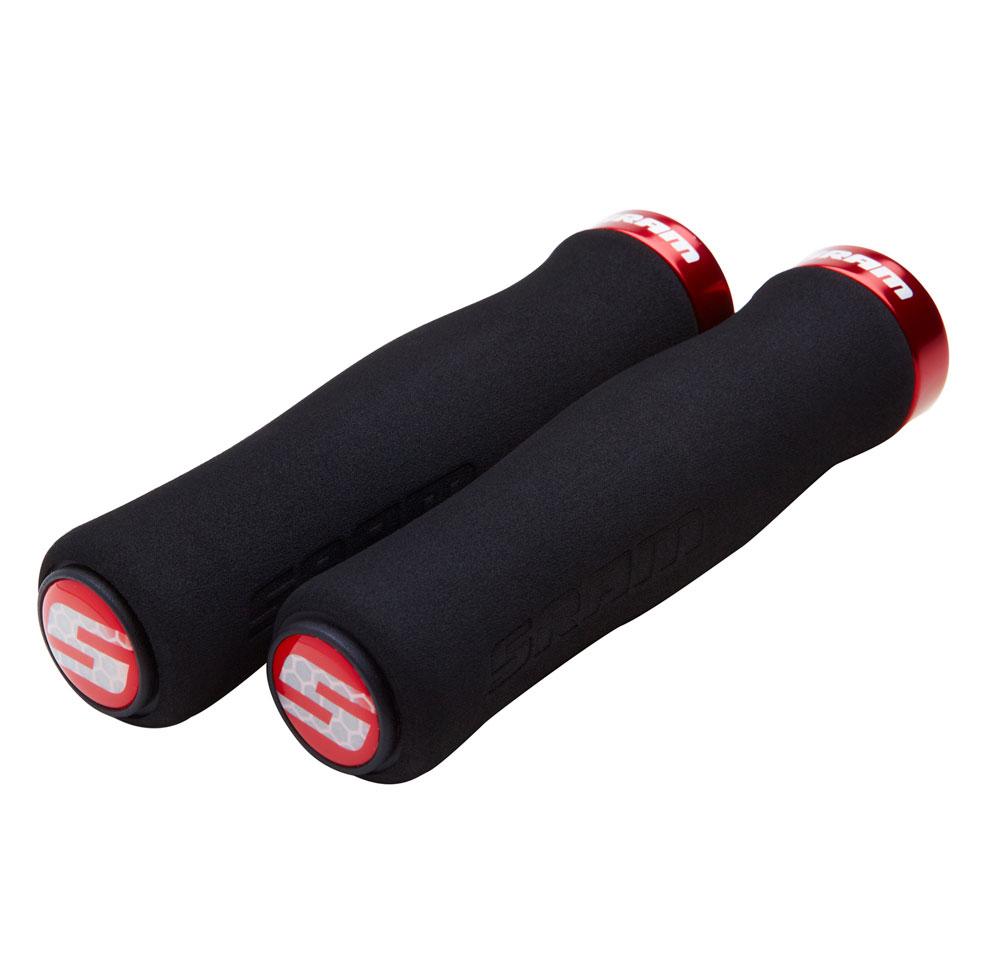 SRAM LOCKING CONTOUR FOAM GRIPS BLACK w/ RED CLAMP