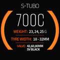 Tubolito Tube S-TUBO-ROAD-700C 18-32c 80mm Valve Black