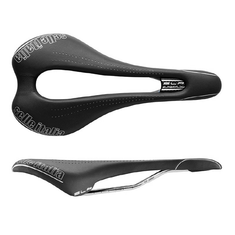 Selle Italia SLR SuperFlow Saddle with TI Rails- Black