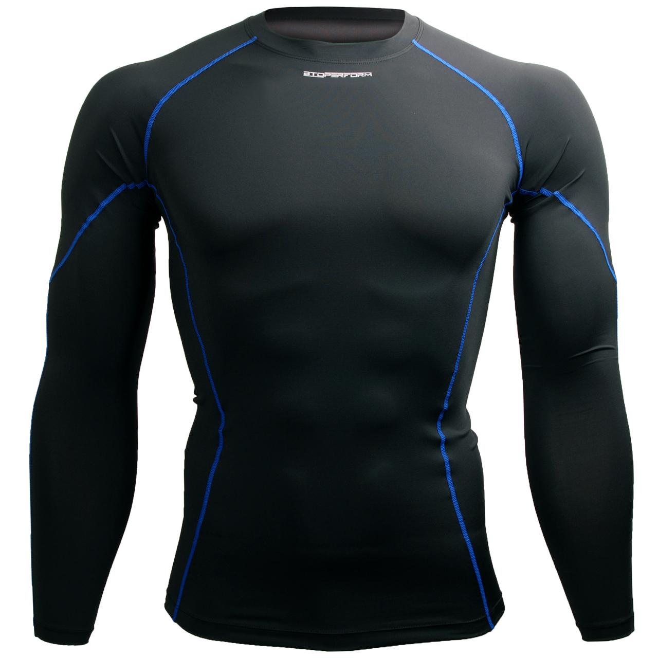 Btoperform Basic BaseLayer Compression MMA Sport Jersey Blue Line