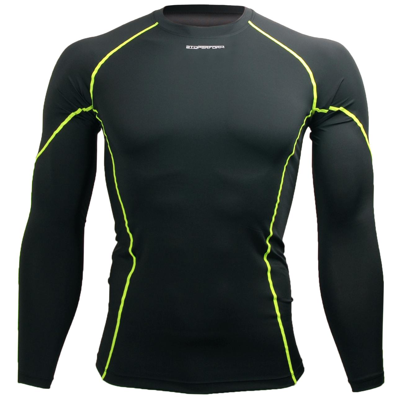 Btoperform Basic BaseLayer Compression MMA Sport Jersey Green Line