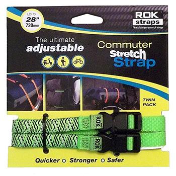 ROK COMMUTER STRETCH STRAP 12"-28" GREEN REFLECTIVE