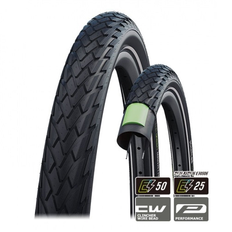 Schwalbe Tire Green Marathon Wire Black-Reflex 26x1.25 1.75