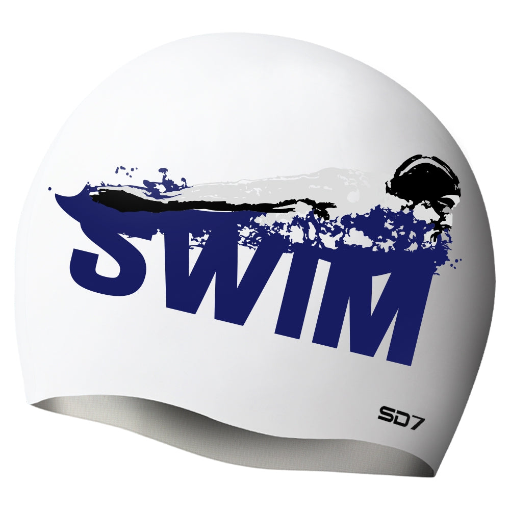 SD Swim Fly White Silicon Swimming Cap