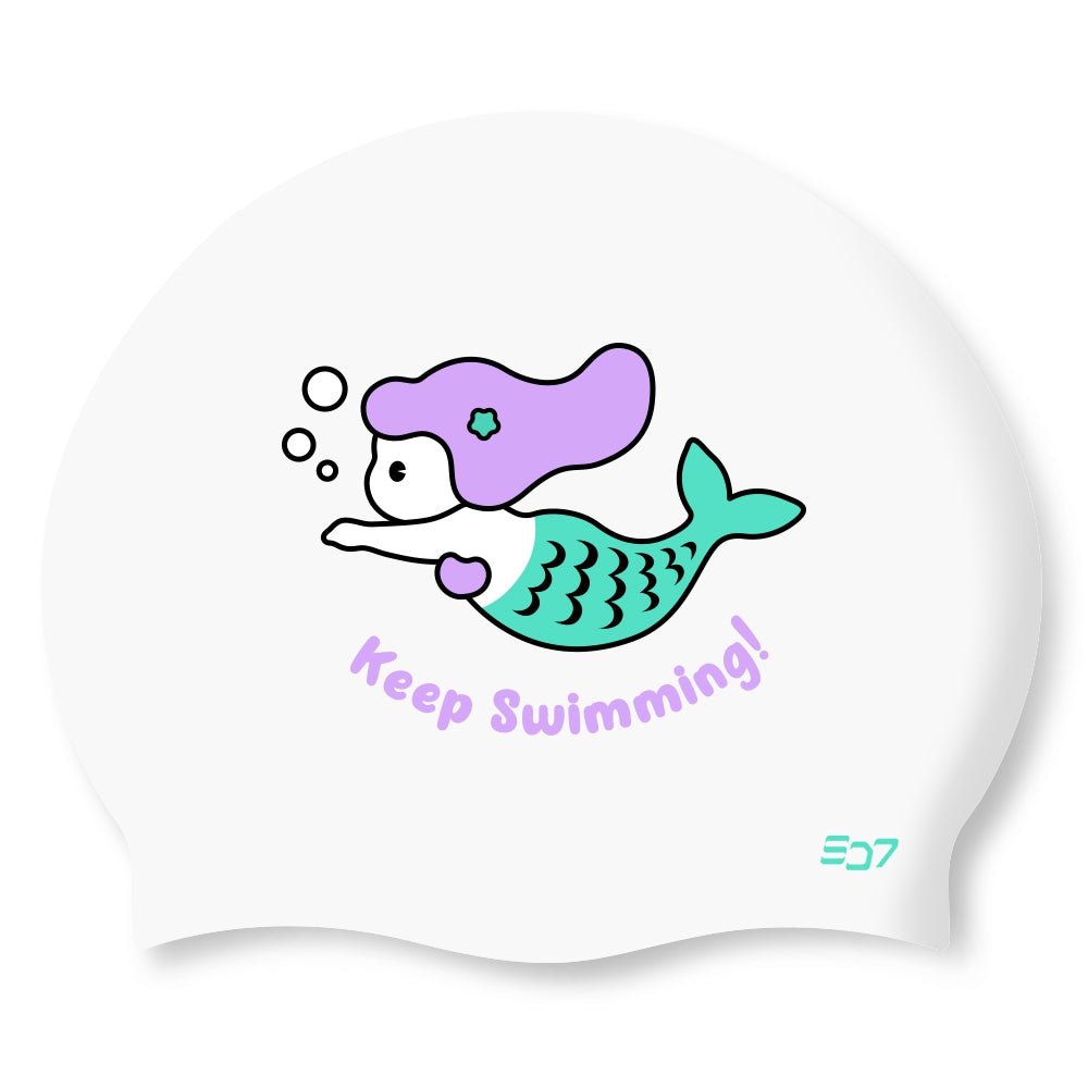Swim-hero SD7 Silicone Simming Cap Swimming Mermaid White SGL-CA363
