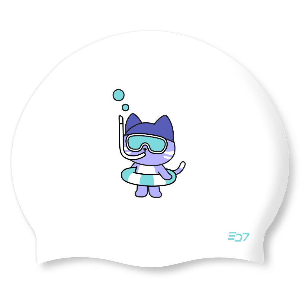 SD Snokel Cat White Silicon Swimming Cap