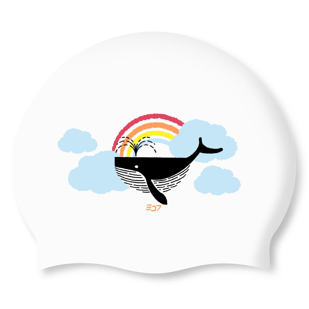 Swim-hero SD7 Dream Whale Silicone Swimming Cap White