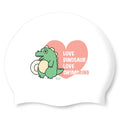 Swim-hero SD7 Silicone Swimming Cap Dino Love White SGL-CA555