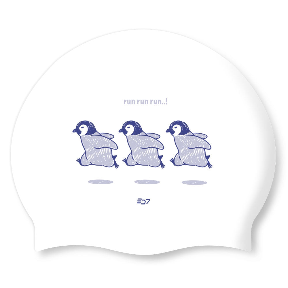 Swim-hero SD7 Silicone Swimming Cap Penguin Run White SGL-CA556