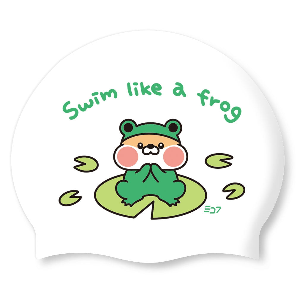 Swim-hero SD7 Silicone Swimming Cap Frog White SGL-CA561