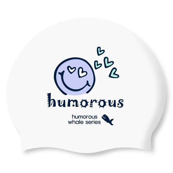 Swim-hero Hiiji Silicone Swimming Cap Design Sensitivity Humorous Smile White